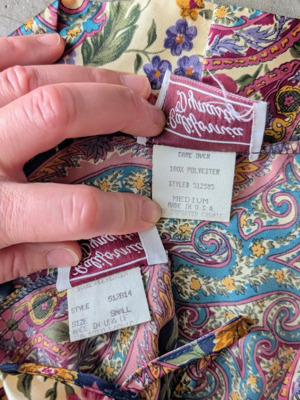 Vintage California Dynasty Colorful Paisley Satin Nightgown and Robe Set S/M - Picture 10 of 14